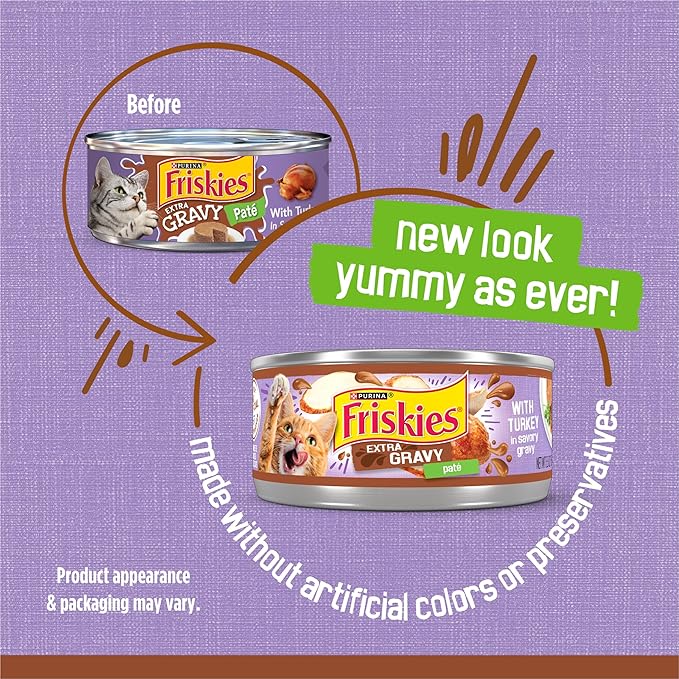 Purina Friskies Wet Cat Food Pate with Turkey in Savory Gravy - (Pack of 24) 5.5 oz. Cans