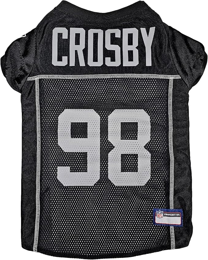 Pets First NFLPA Pet Maxx Crosby #98 - NFL Las Vegas Raiders Dog & CAT Mesh Jersey, Size: Medium. Cutest Dog Jersey Licensed by The NFL & NFLPA! Be a Real Fan & Support Your Team & Player Now!