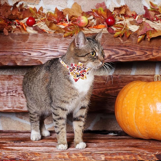 ADOGGYGO Halloween Cat Collar with Floral, 2 Pack Halloween Kitten Flower Collar, Pink Ghost Pumpkin Collars for Cats Kittens