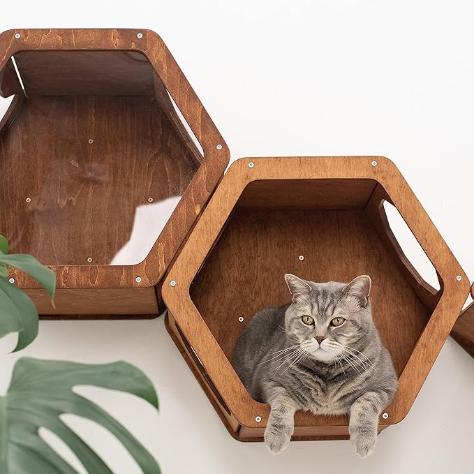 Wall Cat Shelves Wood Cat Wall Shelves Furniture - Wooden Shelf Wall Mounted Furniture - Indoor Cats Rustic Decor Lover Gift