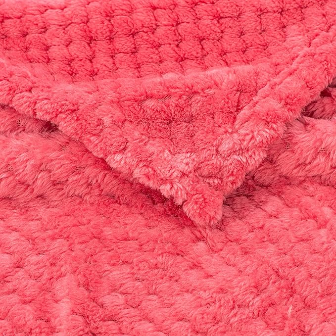 Pet Blanket for Dogs or Cats - Warm Soft Fuzzy Plush Fleece Throw for Puppy, Kitten, Small, Medium, Large Pets - Bed, Couch, Sofa, Travel (L/40" x 48", Cranberry)