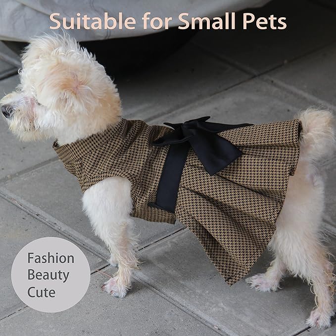 Pet Dresses for Small Dogs Cats Girl, Cute Princess Bowknot Dress Puppy Shirt All Weather Skirt Clothes Cat Apparel for Birthday Wedding Party Holiday (X-Small, Yellow&Black)