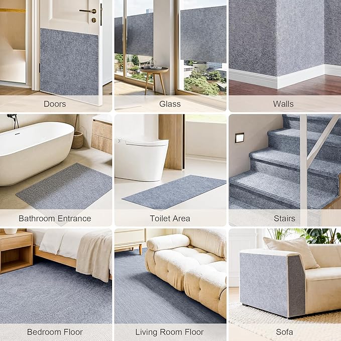 Cat Scratch Furniture Protector, 39.7"x15.7" Trimmable Self-Adhesive Cat Scratching Mat, Corner Couch Protector from Cat Claws, DIY Anti-Scratch Pad Rug for Sofa, Wall, Floor & Door, Gray