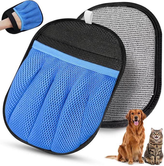 Pet Hair Removal Glove for Cats & Dogs, Reusable Magic Brush for Pet Hair, Upgraded Five-Finger Electrostatic Pet Hair Removal Tool for Laundry, Couch, Carpet, Car Seat
