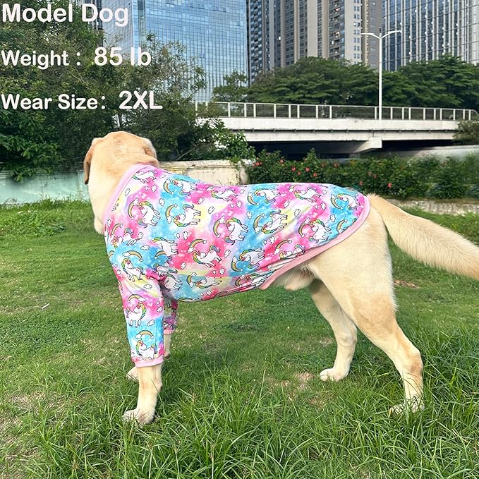 Dog Colorful Unicorn T Shirts Rainbow Pattern Printed Pet Shirt Softable Pajamas for Medium Dog (M,Colorful)