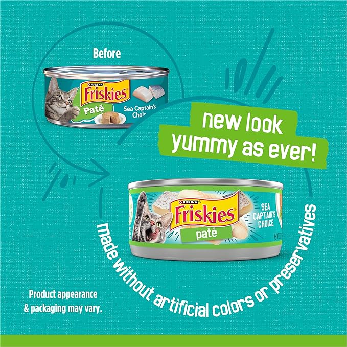 Friskies Purina Wet Cat Food Pate, Sea Captain's Choice - 5.5 oz. Cans (Pack of 48)