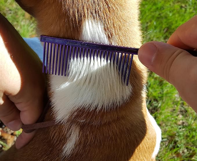 Resco Professional Anti-Static Dog, Cat, Pet Comb for Grooming, Steel Pins, Medium Tooth Spacing, Candy Blue