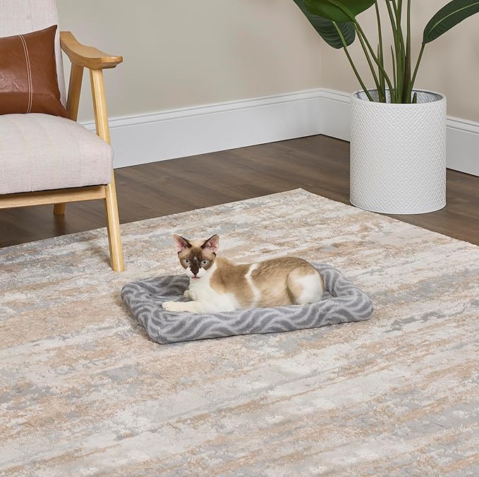 MidWest Homes for Pets QuiteTime Deluxe Wave Bolster Bed for Small Dogs; Easily Machine Wash and Dry; Gray; 22"; 40222-WVGY