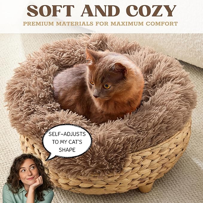 Cat Luxury Cat Bed for Indoor Cats, Plush Furniture for Comfort and Relaxation, Soft Covered Nest for Cats, Washable Warm Design with Modern Zen Style