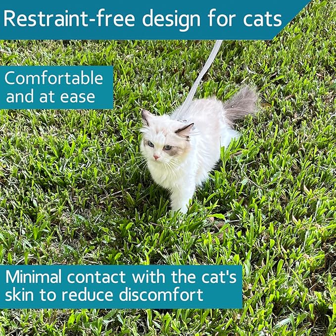 Cat Leash, Cat Harness Escape Proof Ddzmz Soft Mesh Breathable Adjustable Cat Vest Pets Harnesses for Walking Escape Proof Grey Color M Size for Pets Cats Kitten Puppy Rabbit Ferret (1-Pack)