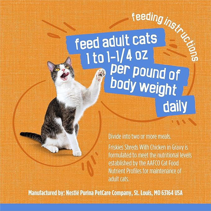 Friskies Purina Shreds with Chicken in Wet Cat Food Gravy - 5.5 oz. Cans (Pack of 48)