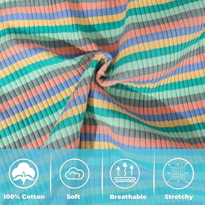 100% Cotton Rib Dog Pajamas Onesies, Colorful Striped Design, Breathable & Stretchy Four-Legged Pet Apparel for Small Medium & Large Dogs Like Teacup Chihuahua Yorkie Bulldog Pug (Green, Large)