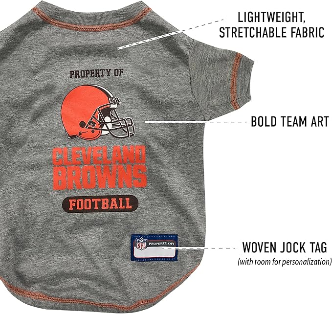 NFL Cleveland Browns Dog T-Shirt for Pets, Size X-Small. Officially Licensed Pet Shirt with Team Logo, Soft Stretchable Comfort Fit Apparel for Dogs & Cats