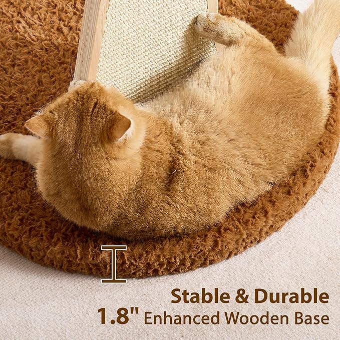 Aesthetic Flower Cat Tree Tower with Scratching Post for Indoor Cats, 48" Modern Cat Tree with Wood Sculpted Branch, Flower Cat Beds, Scratching Board & Interactive Squeaky Toy, Sunset Brown