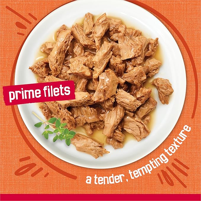 Friskies Purina Prime Filets Chicken and Tuna Dinner in Wet Cat Food Gravy - 5.5 oz. Cans (Pack of 48)