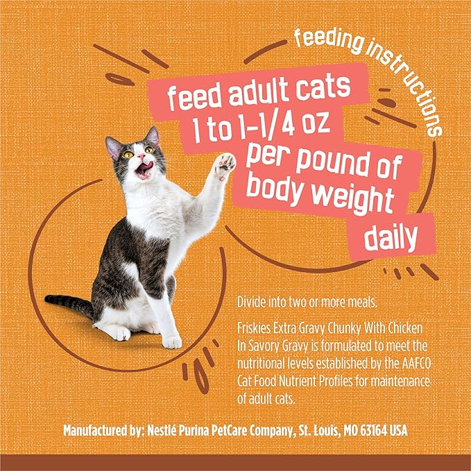 Friskies Purina Extra Gravy Wet Cat Food Chunky Chicken in Savory Gravy - 5.5 oz. Cans,(Pack of 48)