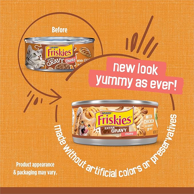 Purina Friskies Extra Gravy Wet Cat Food Chunky Chicken in Savory Gravy - (Pack of 24) 5.5 oz. Cans