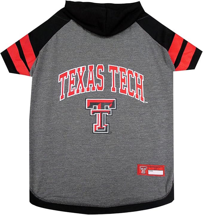 NCAA Texas TECH RED Raiders Hoodie for Dogs & Cats, Large Collegiate Licensed Dog Hoody Tee Shirt. Sports Hoody T-Shirt for Pets. College Sporty Dog Hoodie Shirt.