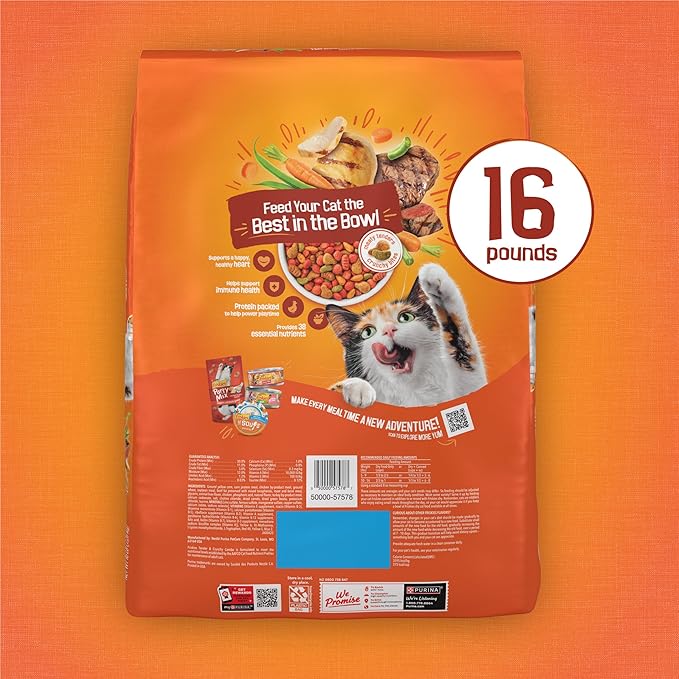 Purina Friskies Tender and Crunchy Combo with Flavors of Chicken, Beef, Carrots and Green Beans Dry and Tender Cat Food - 16 Lb. Bag (Packaging may vary)