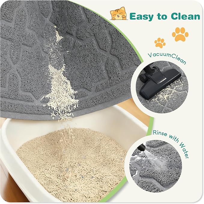 Yimobra Cat Litter Mat, Litter Trapping Waterproof Non Slip PVC Mat, Scatter Control Easy Clean for Litter Box, 47"x36", Dark Grey