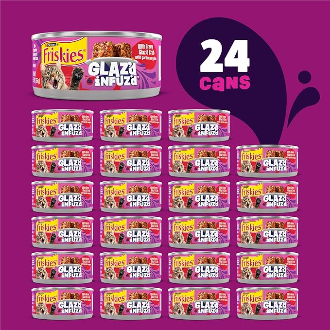 Purina Friskies Glaz’d and Infuz’d with Gravy Glaz’d Crab Flavored Wet Food for Cats - 5.5 Ounce (Pack of 24)