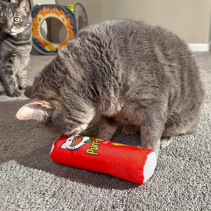 SPOT Fun Foods Purrgles Cat Kicker Toy for Indoor Cats & Kittens, Durable Nylon Exterior, Crinkle Paper & Catnip, Whimsical Pringles Design, 8 Inch