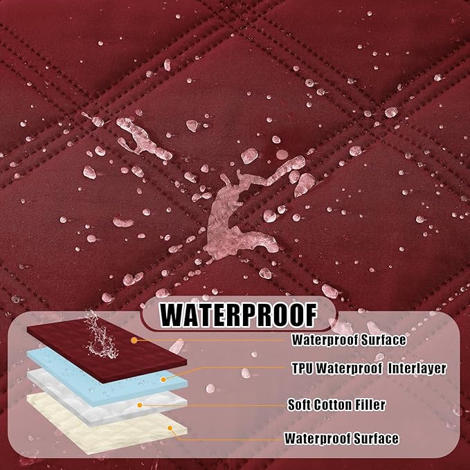 Smiry Waterproof Dog Bed Cover Blanket 40x70, Soft Reversible Pet Blanket, Washable Leakproof Cats Dogs Couch Cover for Sofa, Couch, Furniture, Wine Red/Beige