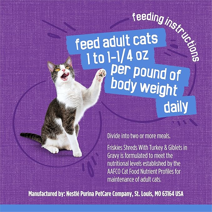 Friskies Purina Shreds with Turkey and Giblets in Gravy Wet Cat Food - (Pack of 48) 5.5 oz. Cans