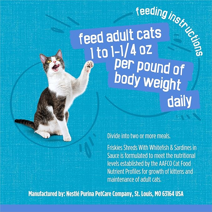 Friskies Purina Shreds with Whitefish and Sardines in Sauce Wet Cat Food - (Pack of 48) 5.5 oz. Cans