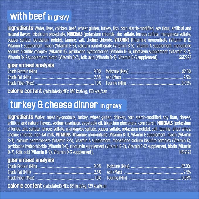 Friskies Purina Wet Cat Food Variety Pack, Shreds with Beef, Turkey & Cheese Dinner, Chicken & Salmon Dinner, and with Ocean Whitefish and Tuna - 5.5 oz. Cans (Pack of 80)