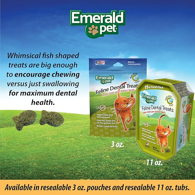 Feline Dental Treats — Tasty and Crunchy Cat Dental Treats Grain Free — Natural Dental Treats to Clean Cat Teeth, Freshen Cat Breath, and Reduce Plaque and Tartar Buildup — Tuna Treats, 11 oz