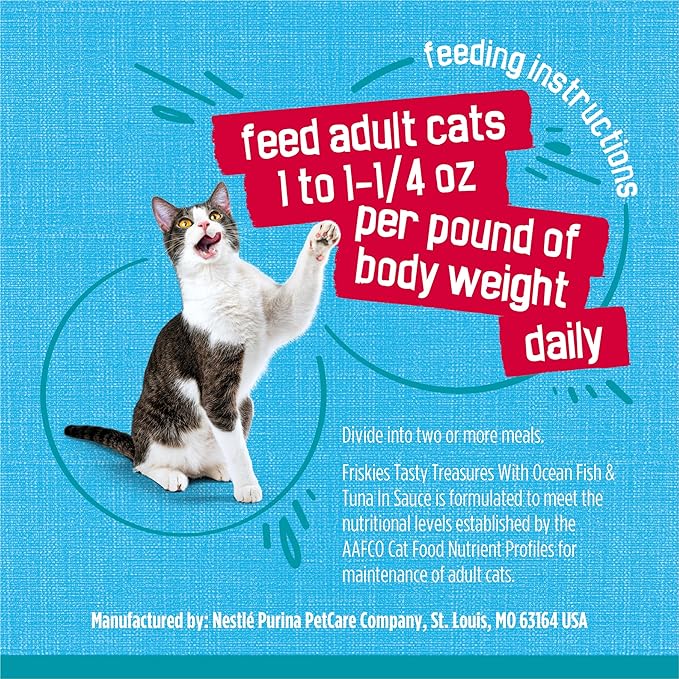 Purina Friskies Wet Cat Food Tasty Treasures With Ocean Fish and Tuna in Sauce (Scallop Flavor) - (Pack of 24) 5.5 oz. Cans