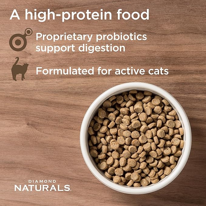 Diamond Naturals Active Cat Adult Dry Cat Food Chicken Protein Formula from Cage-Free Chicken with Superfoods, Probiotics, Antioxidants and Essential Nutrients 18lb