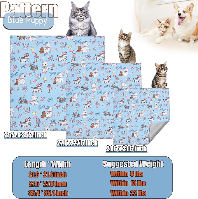 Cat Grooming Wrap, Cat Restraint for Nail Clipping, Velcro Fabric for Cats, Cat Swaddle Wrap Preventing Scratching, Anti-Escape Grooming Bag for Calming Care and Multi-Use（Blue dog:21.6*21.6in）