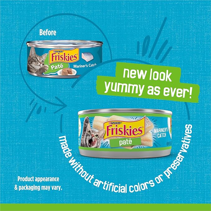 Purina Friskies Wet Cat Food Pate, Mariner’s Catch - (Pack of 24) 5.5 oz. Cans