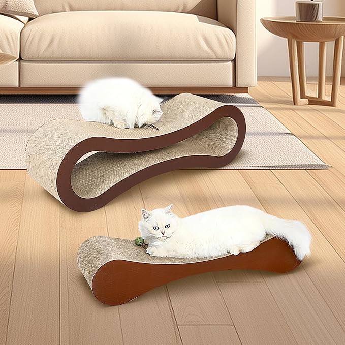FluffyDream 2 in 1 Cat Scratcher Cardboard, Cat Scratching Board Furniture Protector, Cat Scratching Post, Cat Beds for Indoor Cats, Infinity Shape, X-Large