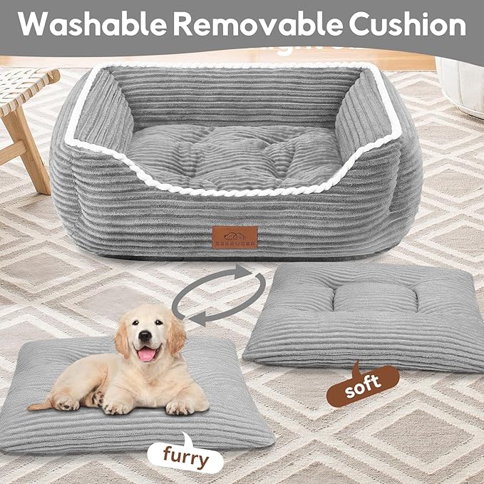 Zerbuger Orthopedic Dog Bed for Medium Dogs,Dog Sofa Beds Supportive Foam Pet Couch Bed with Removable Washable Mat and Nonskid Bottom (Medium, Grey)