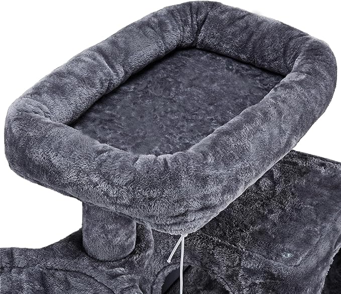 Topeakmart 40In Cat Condo for Medium Cats, Cat House with Sisal-Covered Scratching Posts & Soft Platform, Dark Gray