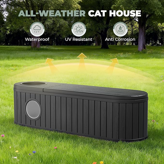 LHBcraft Cat Litter Box Enclosure for 2 Cats,Cat Houses for Indoor Cats,Hidden Litter Box Furniture with Round Lift-up Door-Easy to Assemble Black