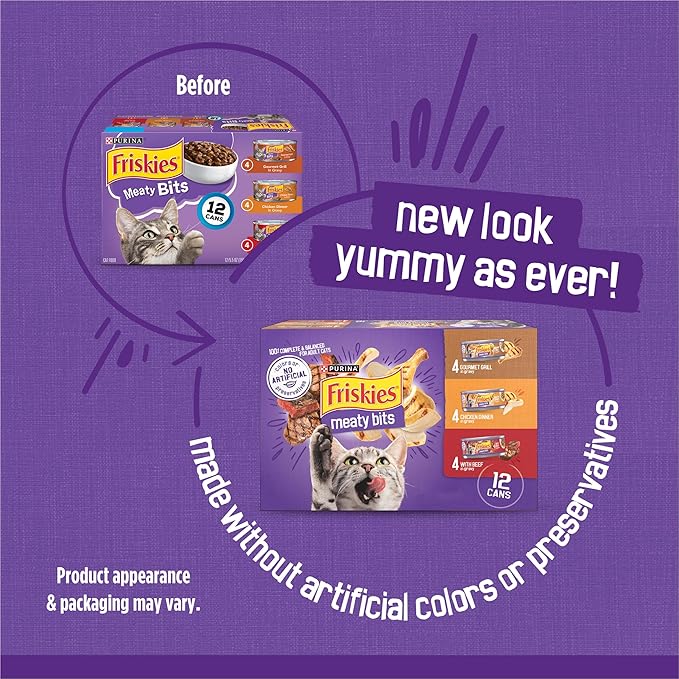 Purina Friskies Gravy Wet Cat Food Variety Pack, Meaty Bits - (2 Packs of 12) 5.5 oz. Cans