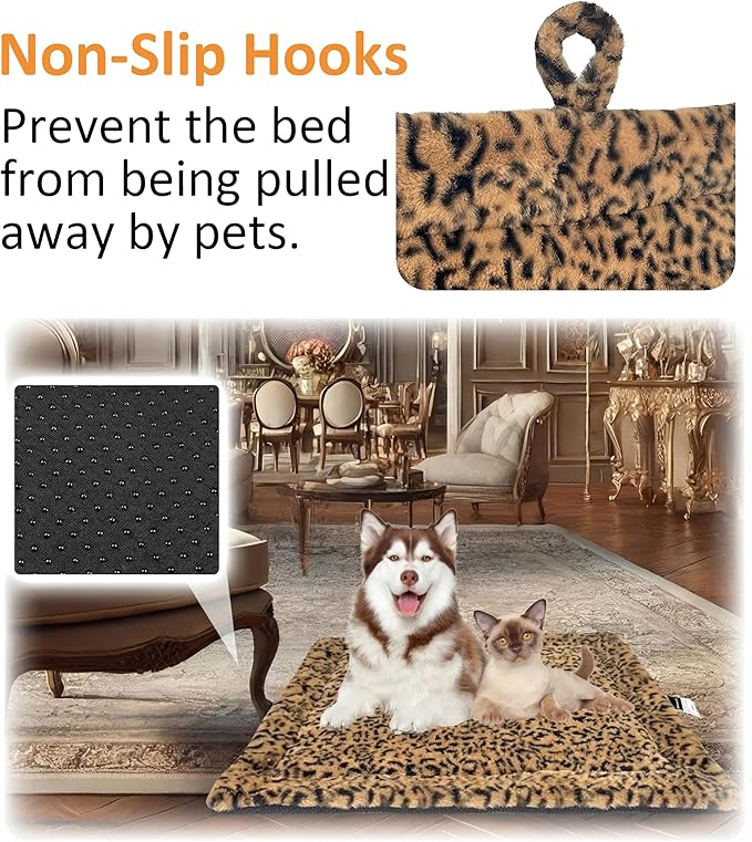 Self Warming Cat Pad for Cats and Small Dogs, Non Electric Thermal Pet Mat, Washable Soft Sleeping Mat with Non Slip Backing, Indoor & Sheltered Outdoor Use, 22 x 18 in, Brown/Black