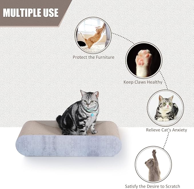 Cat Scratcher, Cardboard Lounge Bed, Bone Shape Design, Recyclable Corrugated Scratching Pad, Stable and Durable, Furniture Protector, Reversible