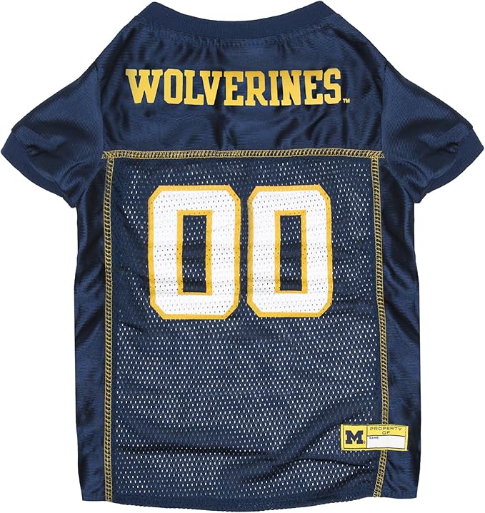 Pets First NCAA College Michigan Wolverines Mesh Jersey for DOGS & CATS, Small.Licensed Dog Jersey with your Favorite Football/Basketball College Team