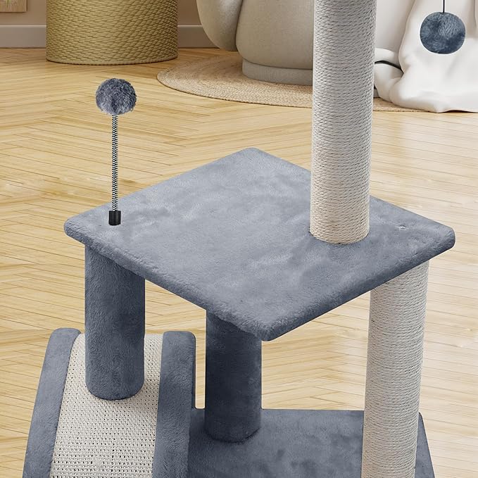 Roypet 32" Cat Tree with Scratching Pad and Perch, Grey