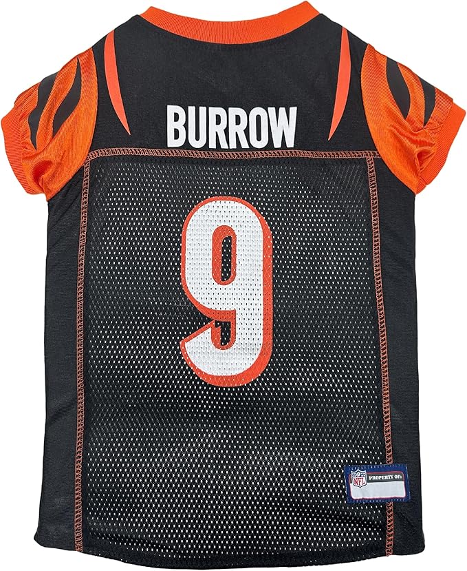 NFLPA Joe Burrow PET Jersey, NFL Dog Shirt, Size Large, Cincinnati Bengals Mesh Jersey for Dogs