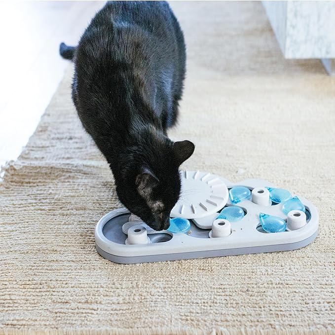 Catstages Nina Ottosson Rainy Day Puzzle & Play Cat Puzzle Feeder – Interactive Treat Game for Indoor Cats, Level 3 Slow Feeder Enrichment Toy, 13.8" x 14"