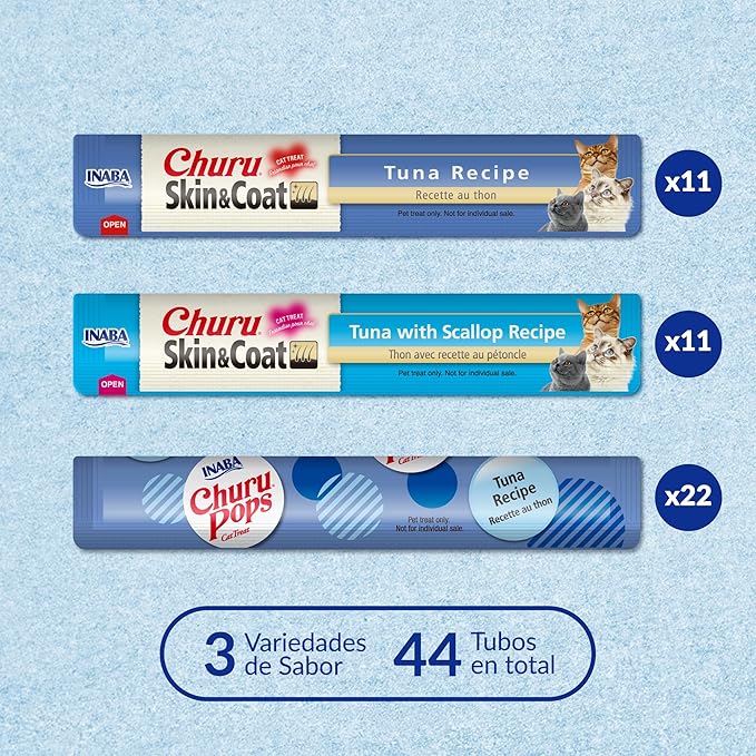 INABA Churu for Senior 10+,Creamy Lickable Cat Treats with Taurine,Vitamin E & C,0.5 Ounces Each,Tubes,Tuna & Chicken Variety,(Pack of 120)
