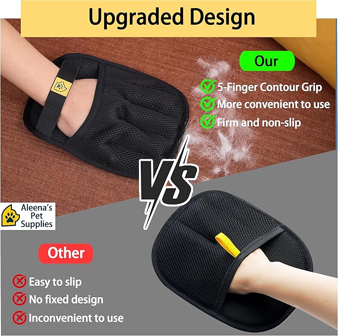 Pet Hair Remover Glove for Dogs & Cats – Grooming Glove, Reusable Fur Removal Tool for Furniture, Couch, Carpet & Car – Easy Pet Hair Cleaning Mitt, (1Pcs Black)