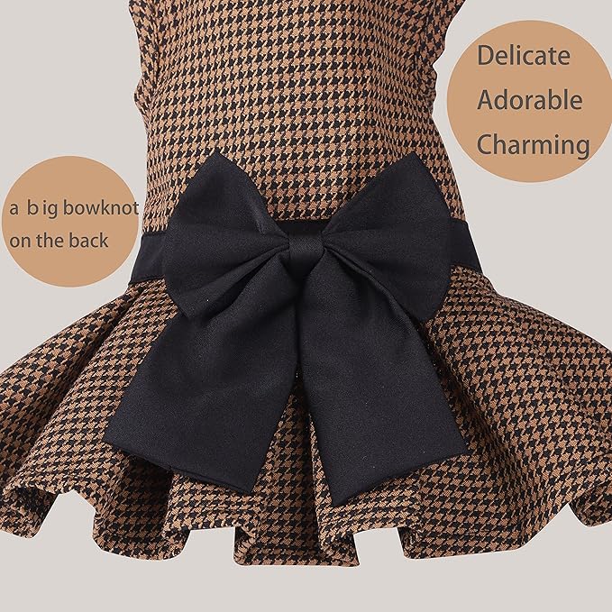 Pet Dresses for Small Dogs Cats Girl, Cute Princess Bowknot Dress Puppy Shirt All Weather Skirt Clothes Cat Apparel for Birthday Wedding Party Holiday (Small, Yellow&Black)