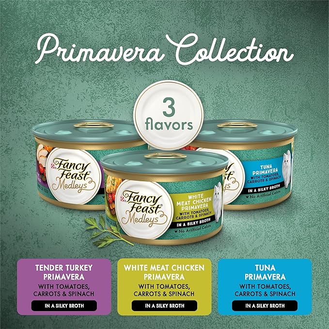 Fancy Feast Purina Wet Cat Food Variety Pack, Medleys Primavera Collection - (4 Packs of 12) 3 oz. Cans